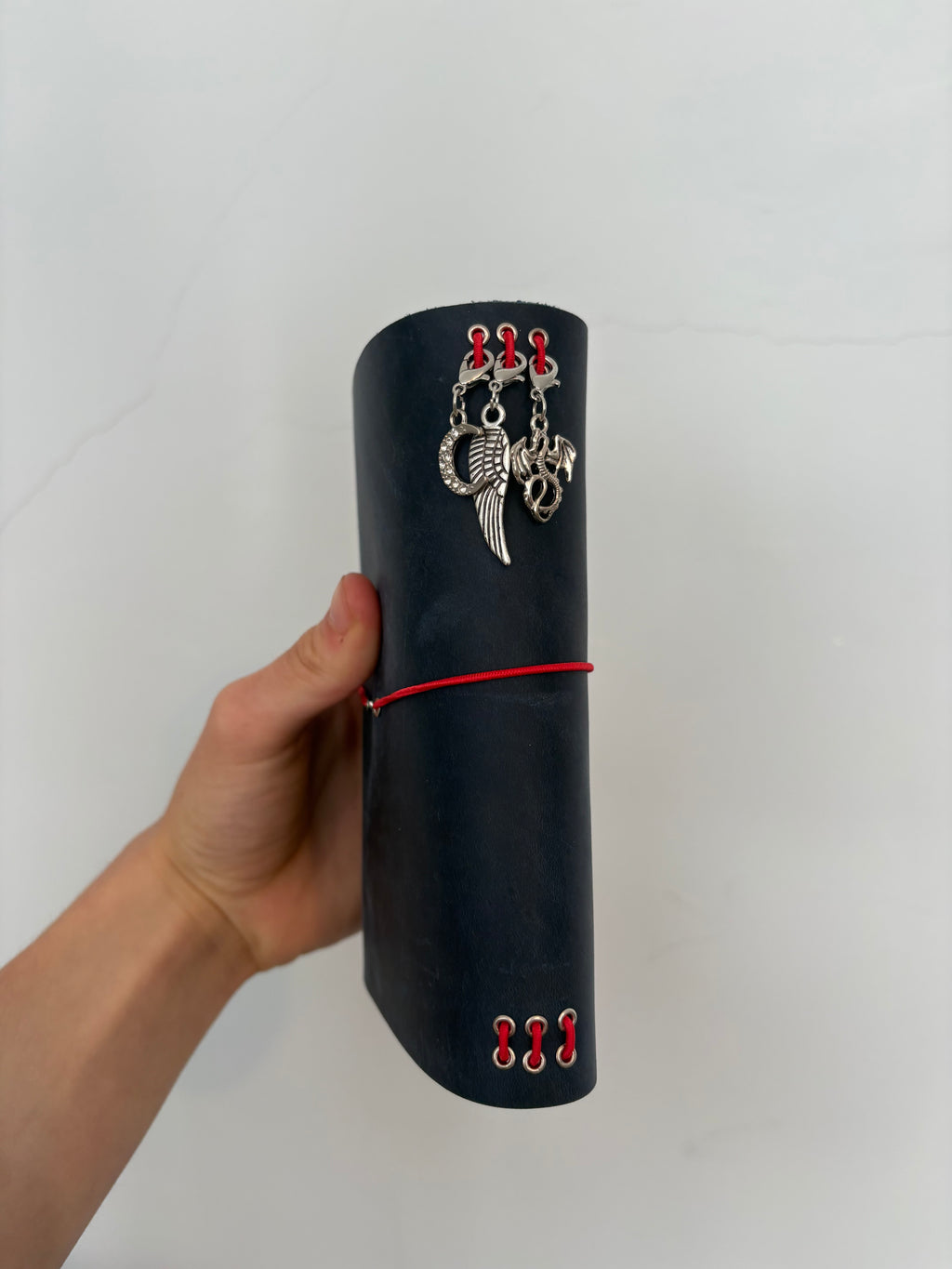 Navy Trifold Journal (Silver Hardware)