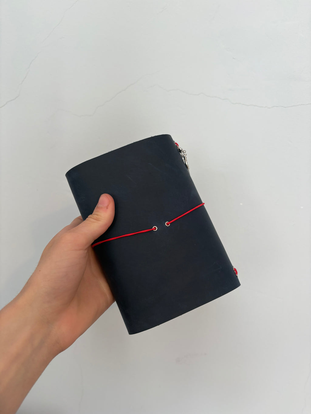 Navy Trifold Journal (Silver Hardware)