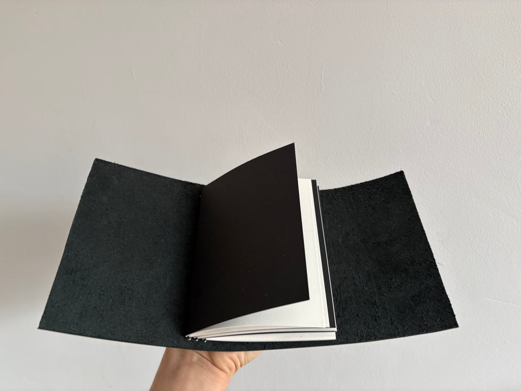 Black Trifold Journal (Silver Hardware)