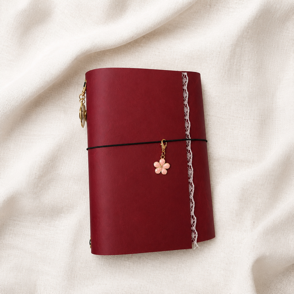 Burgundy Trifold Journal (Gold Hardware)