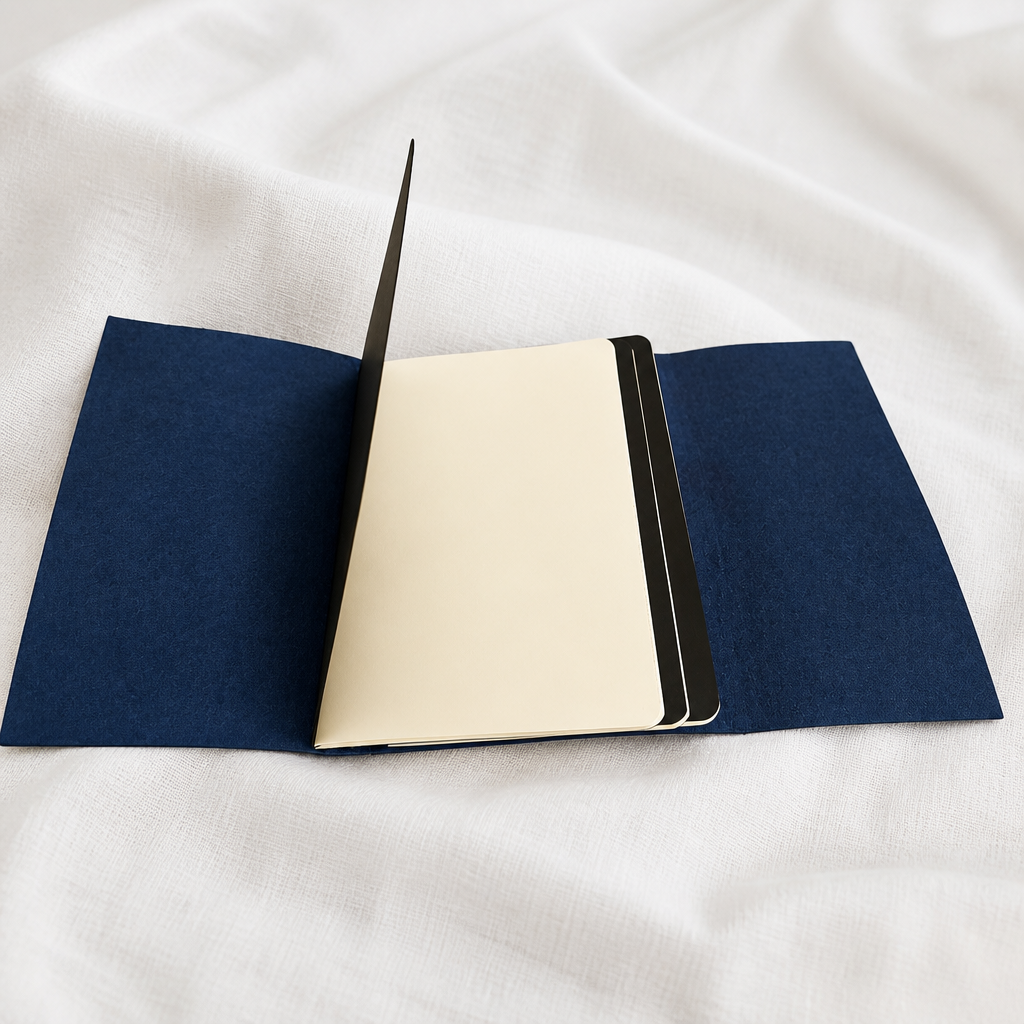 Navy Trifold Journal (Gold Hardware)