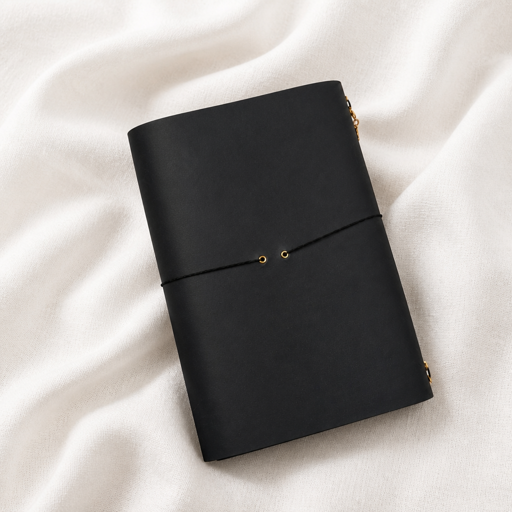Navy Trifold Journal (Gold Hardware)