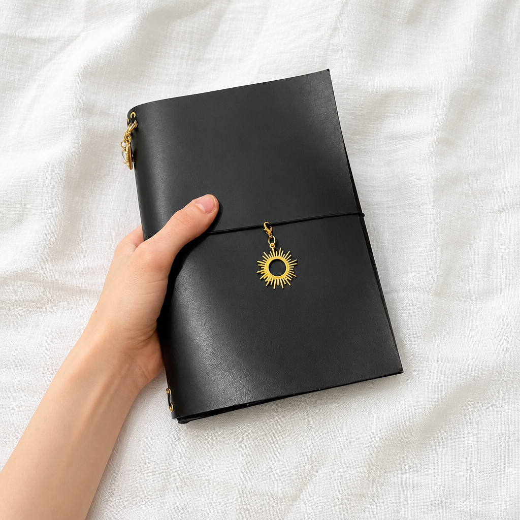 Black Trifold Journal (Gold Hardware)