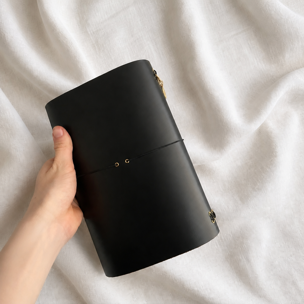 Black Trifold Journal (Gold Hardware)
